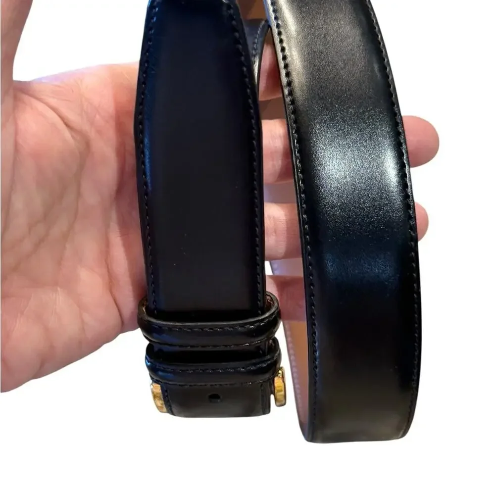 Johnston & Murphy Classic Black Leather Men's 36 Belt with Polished Brass Buckle